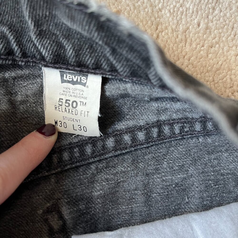Vintage Levi's 550 Orange Tab Faded Black/Grey Jeans, W28 L29 - Picture 12 of 12